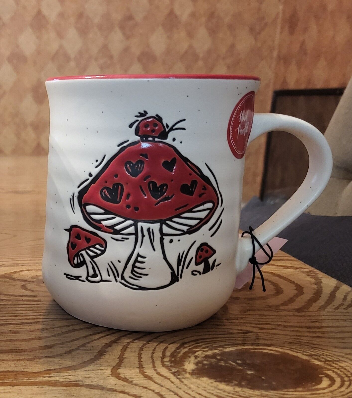 Sheffield Home Cottage Mushroom Valentine\'s Day Mug Ladybugs Hearts