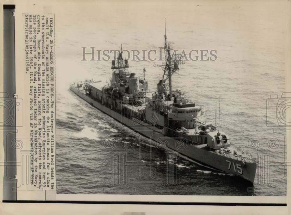 1965 Press Photo USS William Wood, United States Navy Destroyer - hpa55004