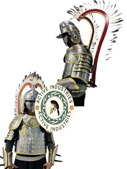 Medieval Steel Hussar Body Armor Wearable Suit Larp Halloween Costume W/ Helmet