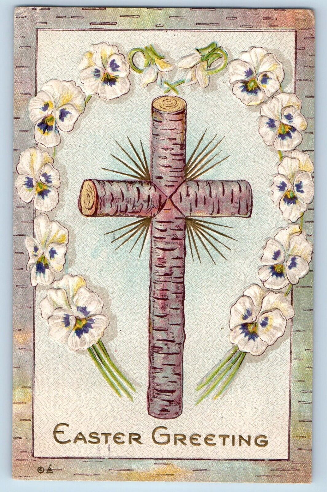 Cleveland Ohio OH Postcard Easter Greeting Flowers Cross Embossed Nash 1912