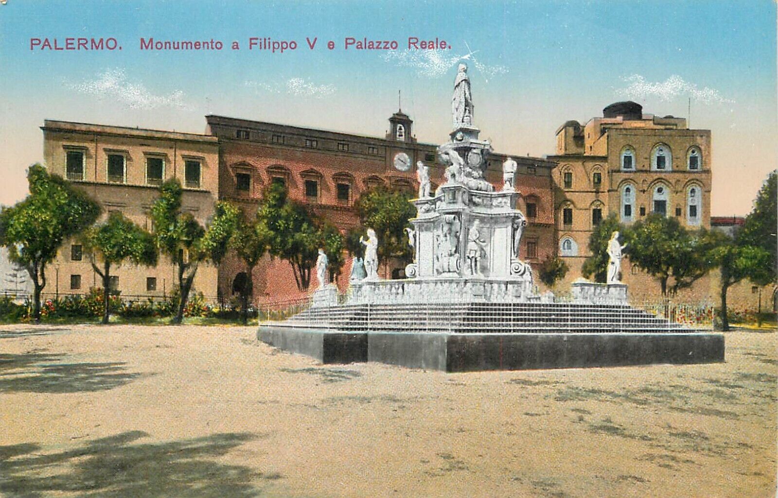 Italy Palermo Filip the Vth monument and Royal palace fountain