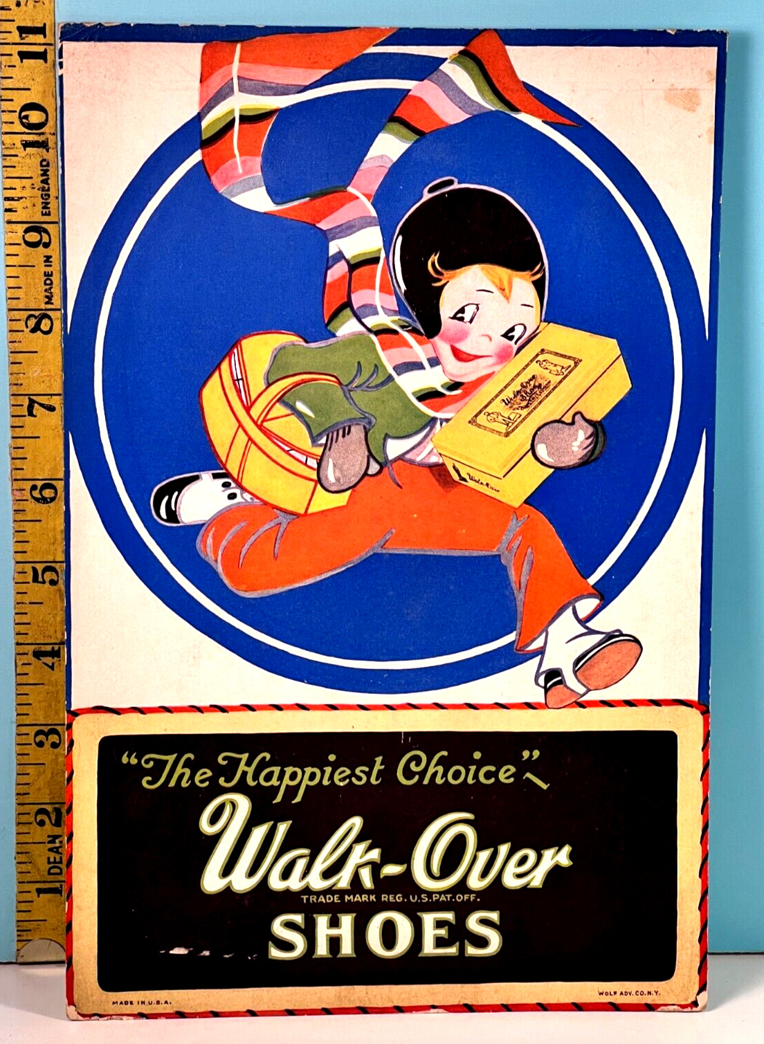 1920's Walk-Over Shoes The Happiest Choice Wolf Advertising NY Stand-Up Ad