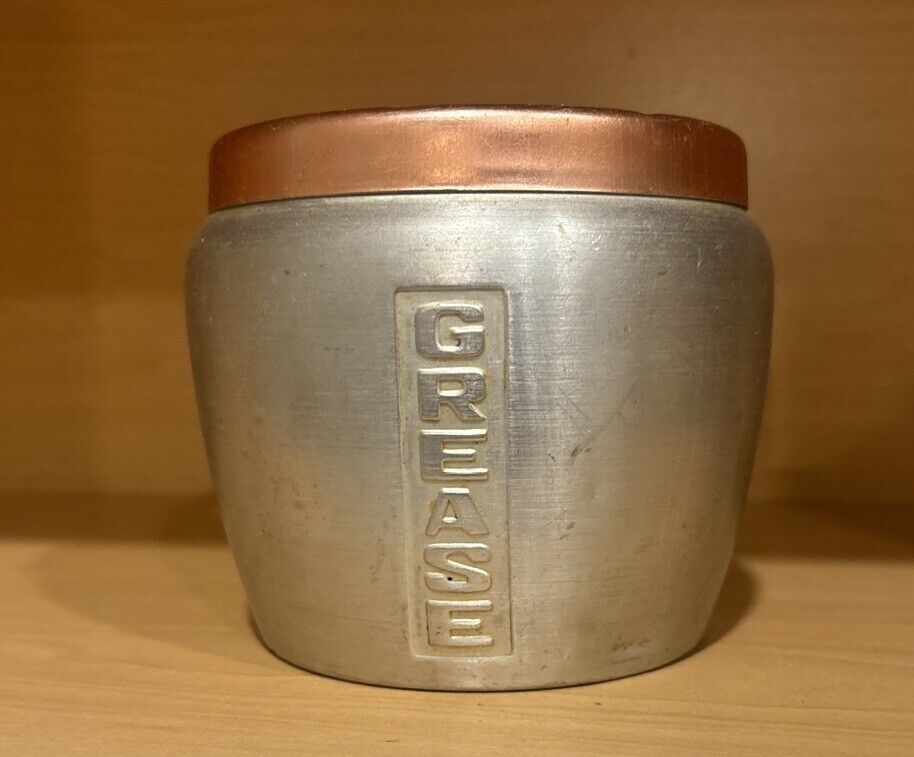 Vintage Cooking Grease Tin For Storage And Copper Colored Tin Lid