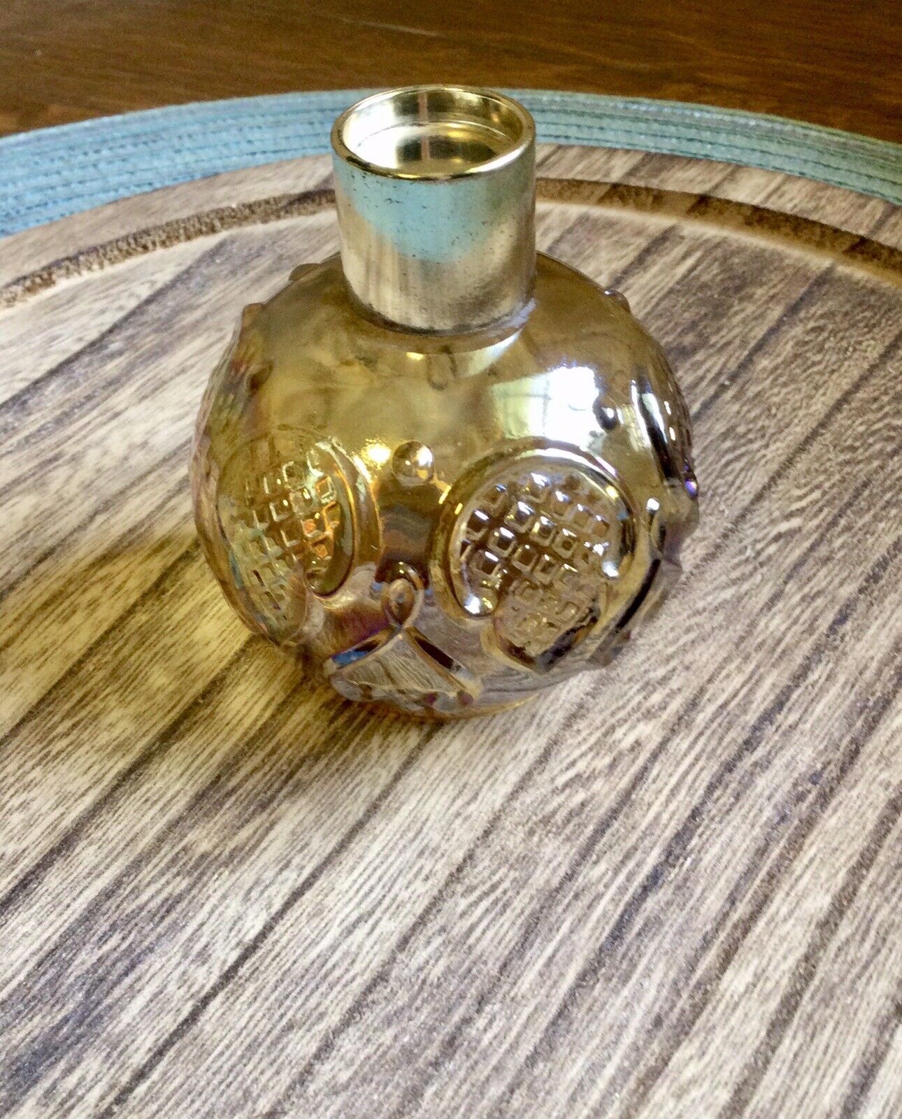 Vintage Avon Moonwind Cologne Amber Carnival Glass Perfume Bottle - Empty