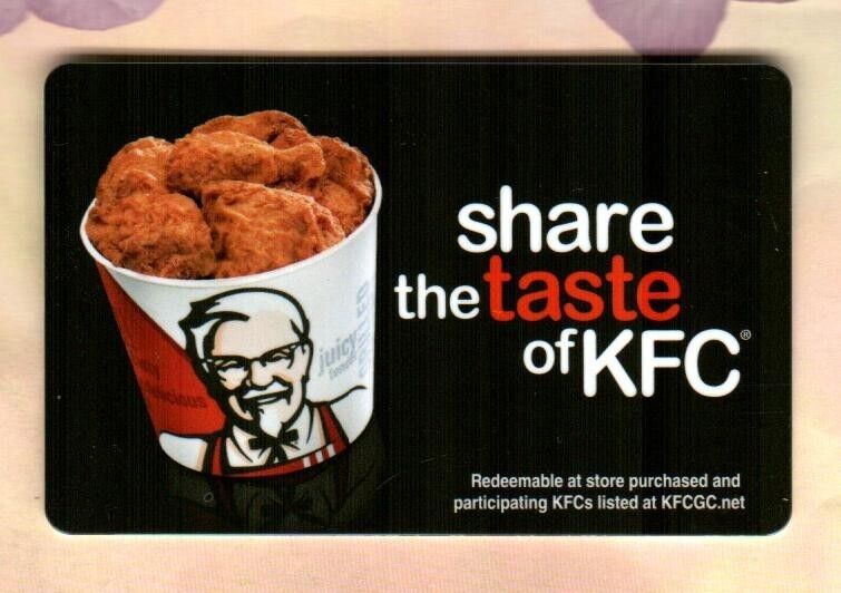 KENTUCKY FRIED CHICKEN ( KFC ) Share the Taste ( 2012 ) Gift Card ( $0 )