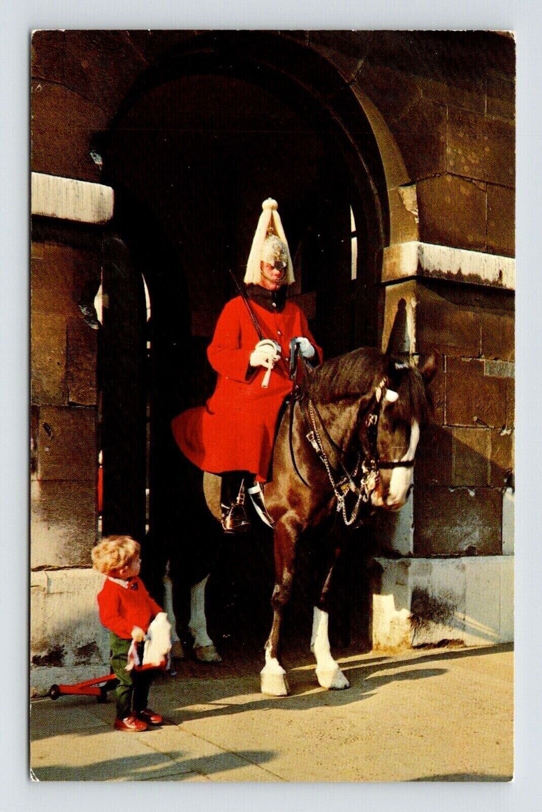 London England Whitehall Mounted Sentry Historic Landmark Chrome Postcard
