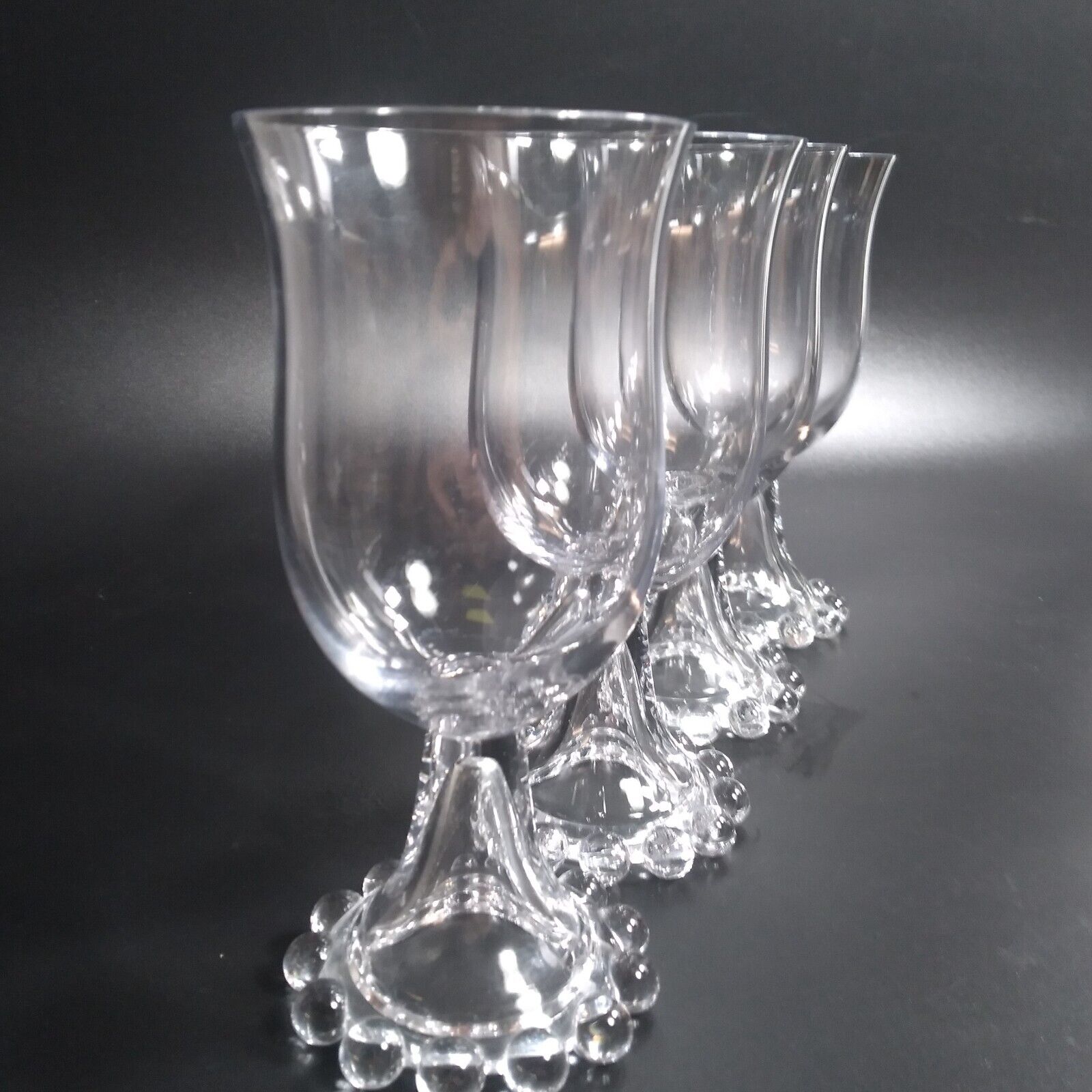 4 Imperial Candlewick Glass Water Goblets Glasses Bell Foot 400 / 190 6.75