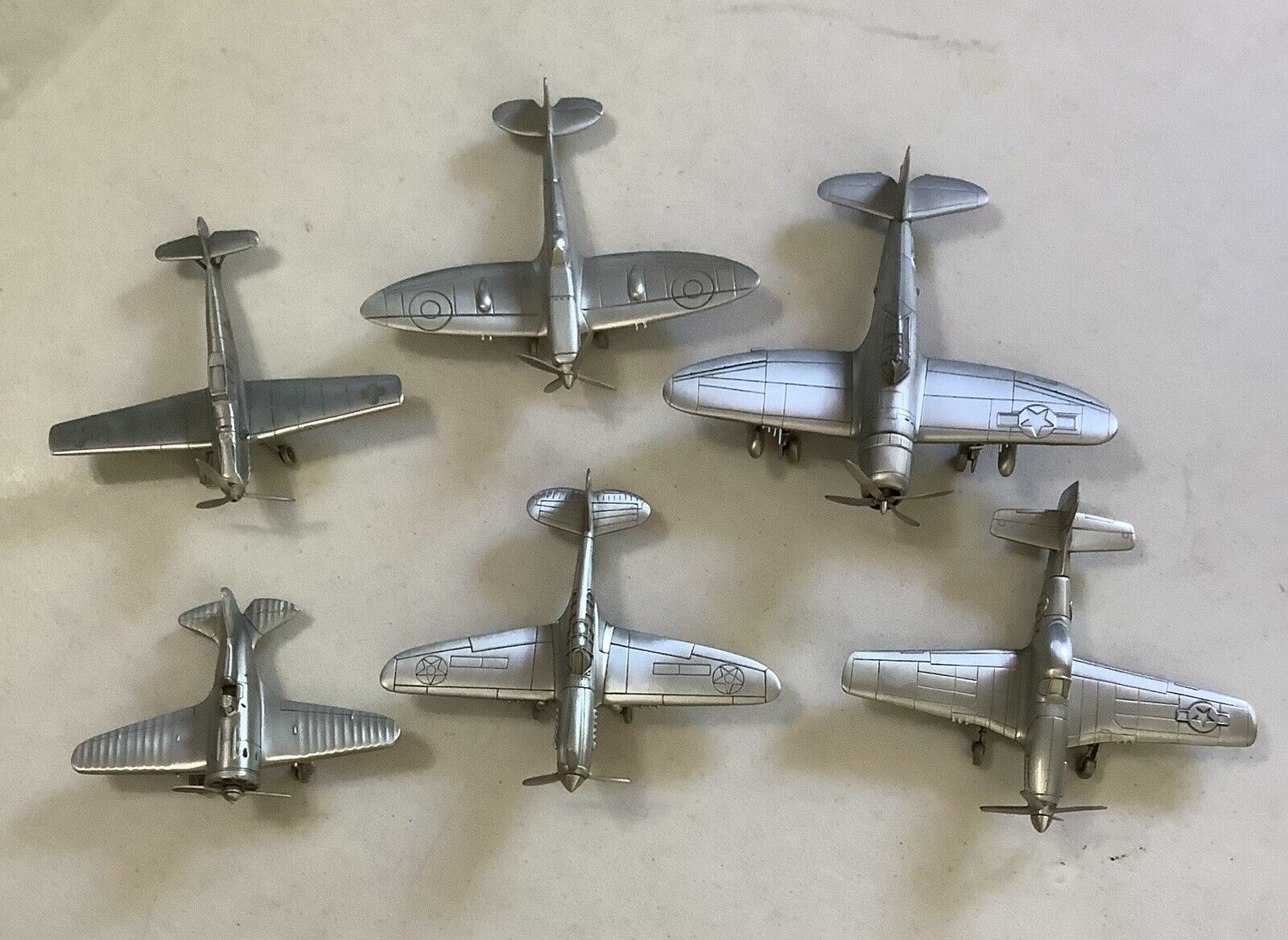 Lot Of 6 Franklin Mint ~ Worlds Greatest Aircraft Pewter Model Airplanes ~ 1987