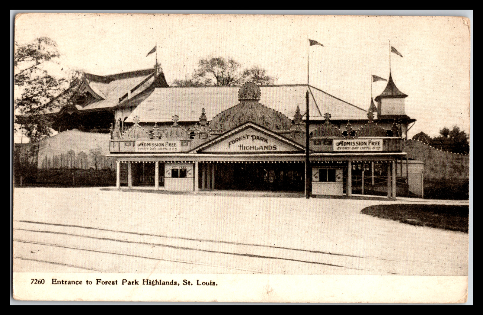 Vintage Postcards c1910 Entrance to Forest Park Highlands, St Louis Divided Back