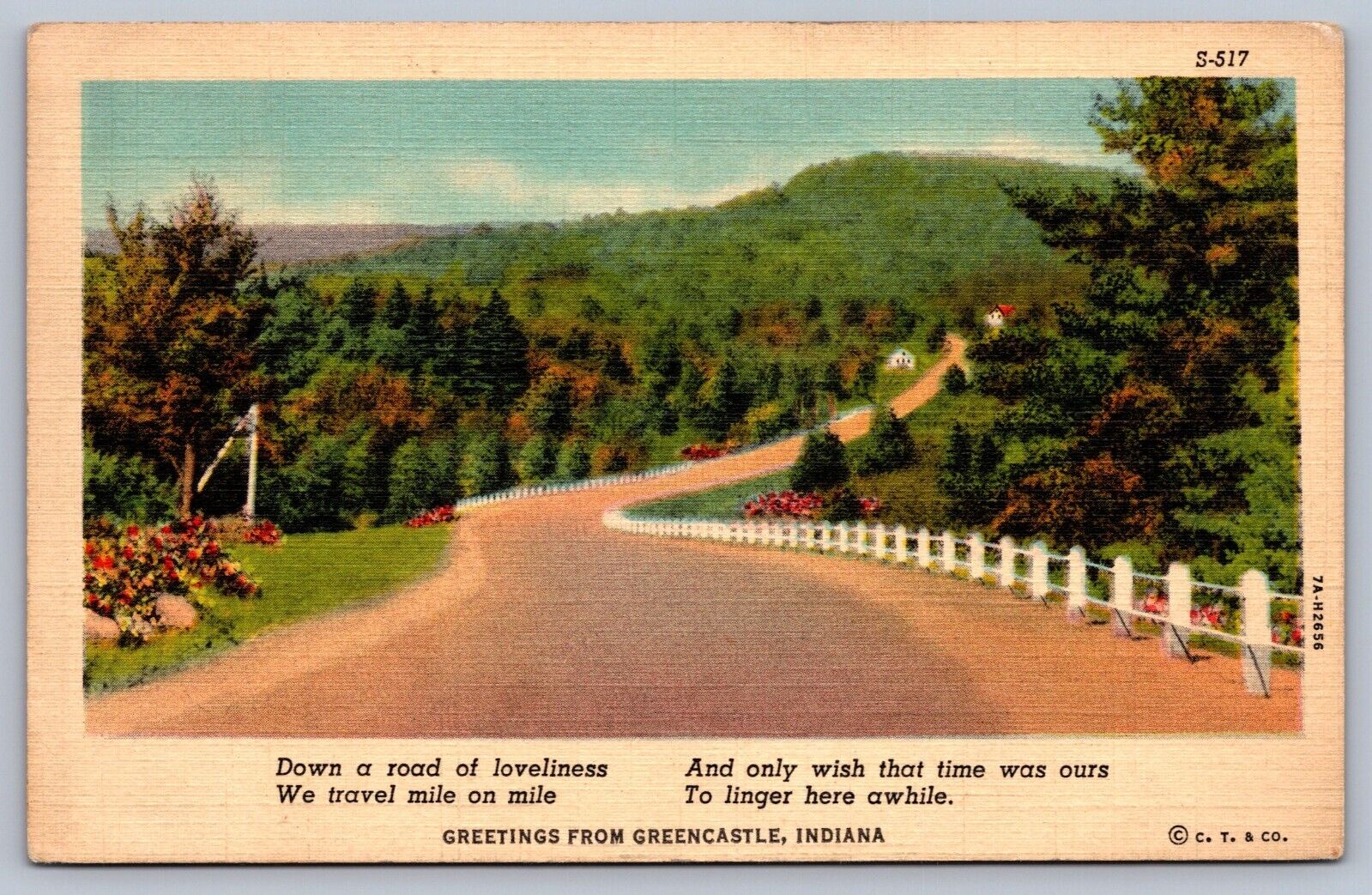 Postcard Greetings From Greencastle Indiana 1940