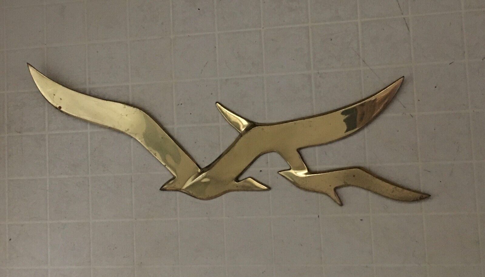 Vintage 1980s Large Brass Two Seagull Flying Birds Wall Hanging Home Decor 27\