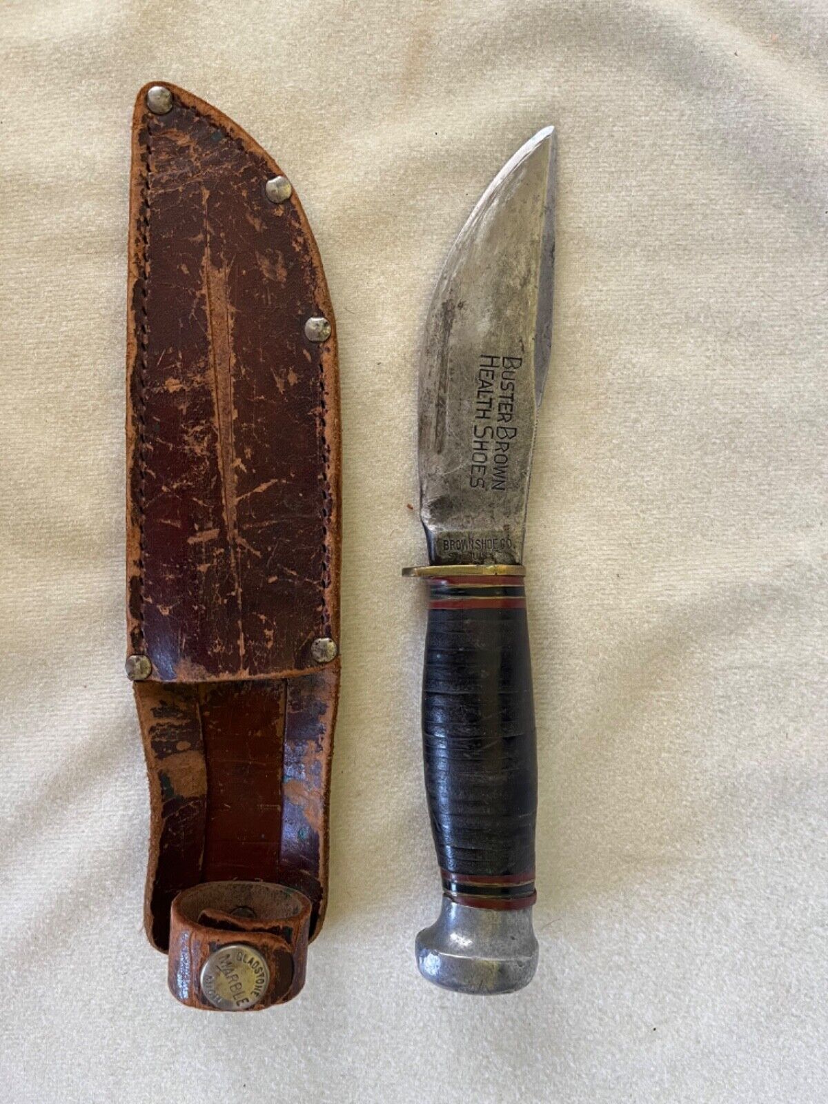 Vintage Marble\'s, Buster Brown Health Shoes Knife & Sheath, 1920s-30s