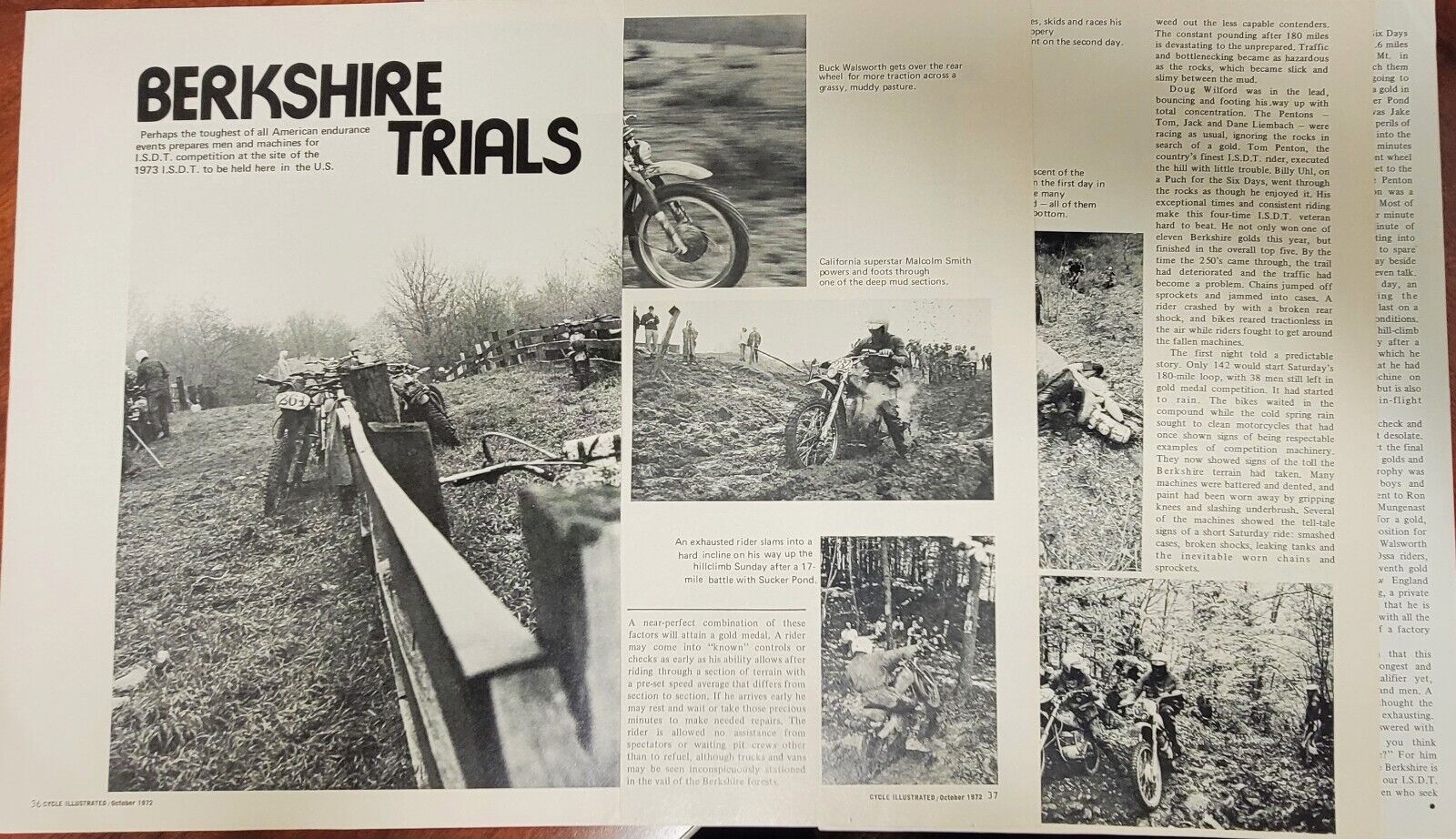 1972 Berkshire Trials Motorcycle Race 7p Print Article Tom Jack Penton Uhl  Bohn