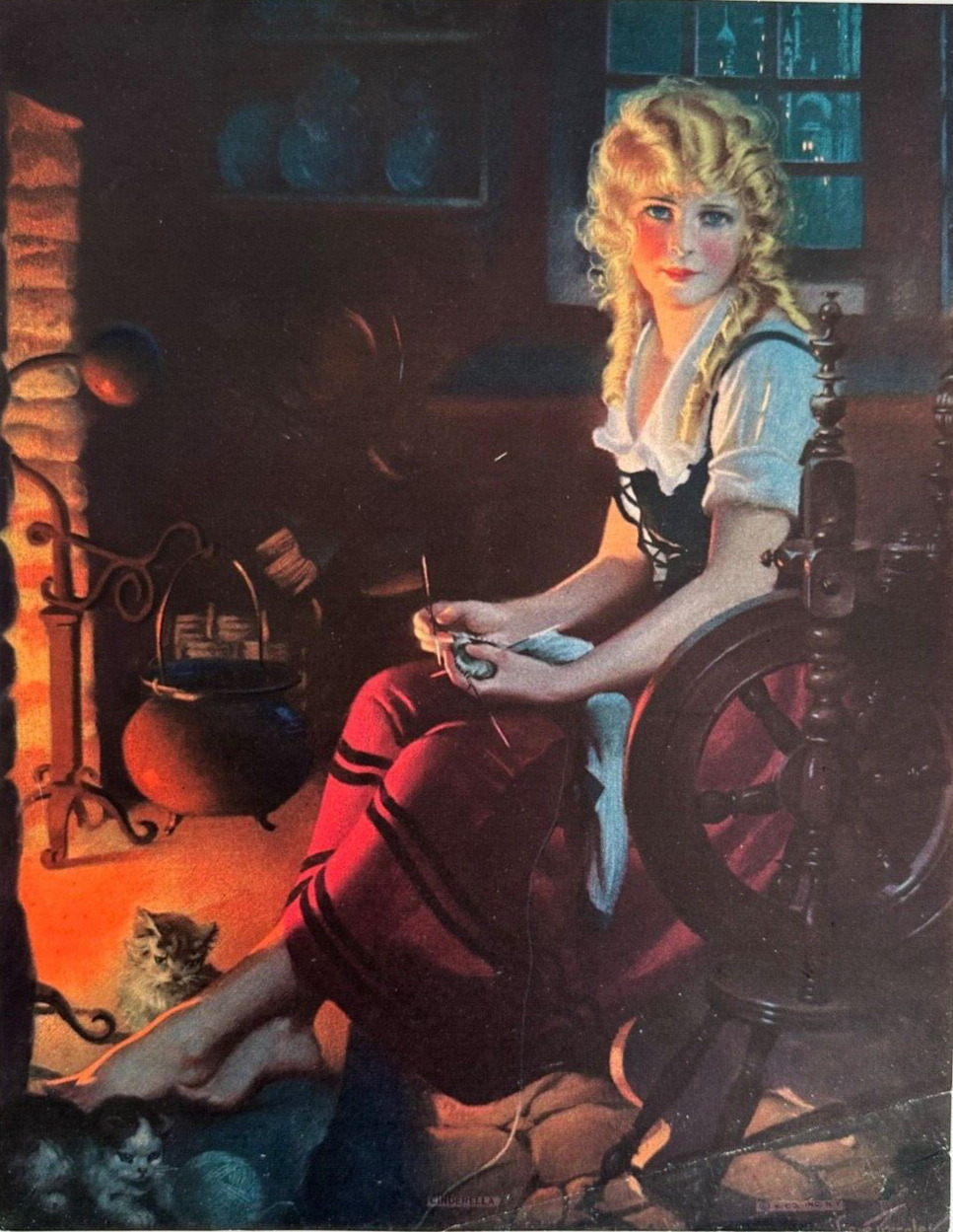 Cinderella, Gene Pressler Vintage 1930s Pin-Up Print Blonde Beauty Fairy Tales