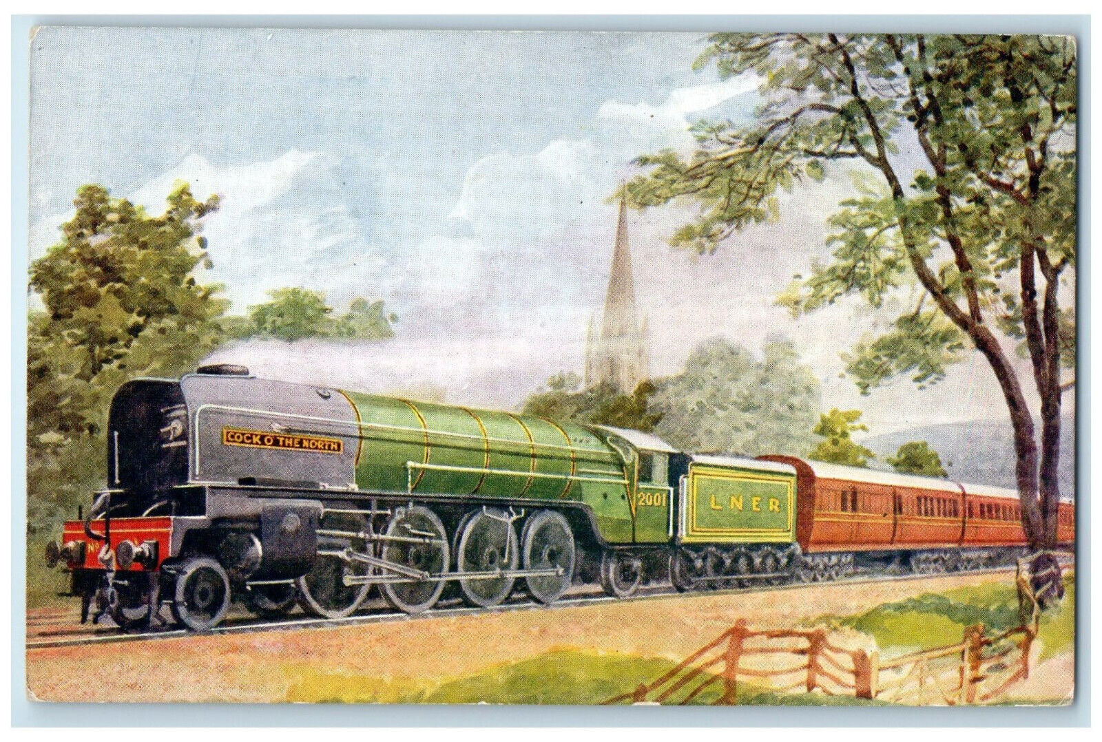 c1910 Cock O\' The North LNER Mikado Locomotive Doncaster England Postcard