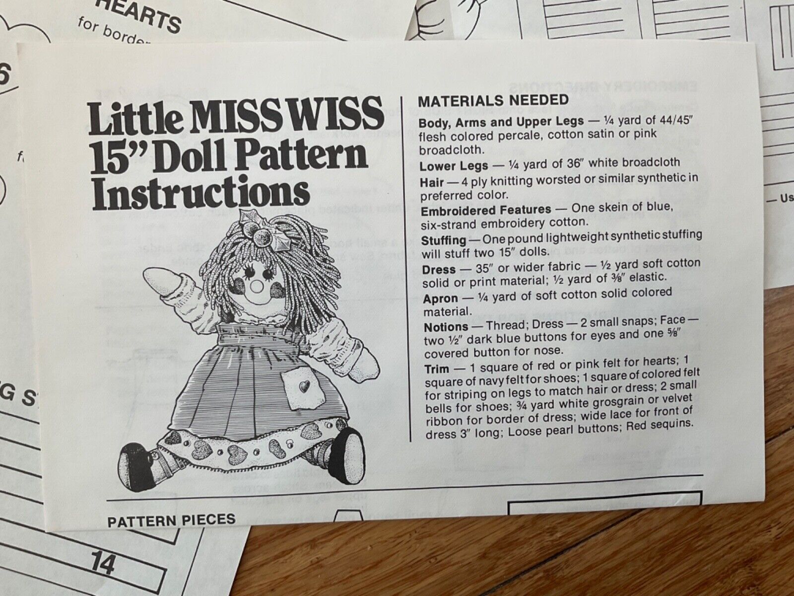 Antique Doll Pattern VINTAGE - Little Miss Wiss