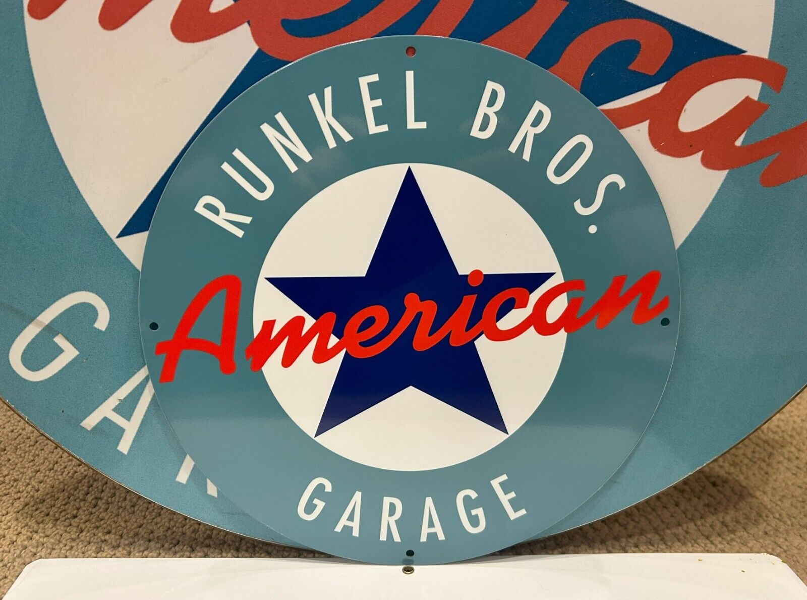 RUNKEL BROS AMERICAN GARAGE top QUALITY 18 GAUGE steel SIGN