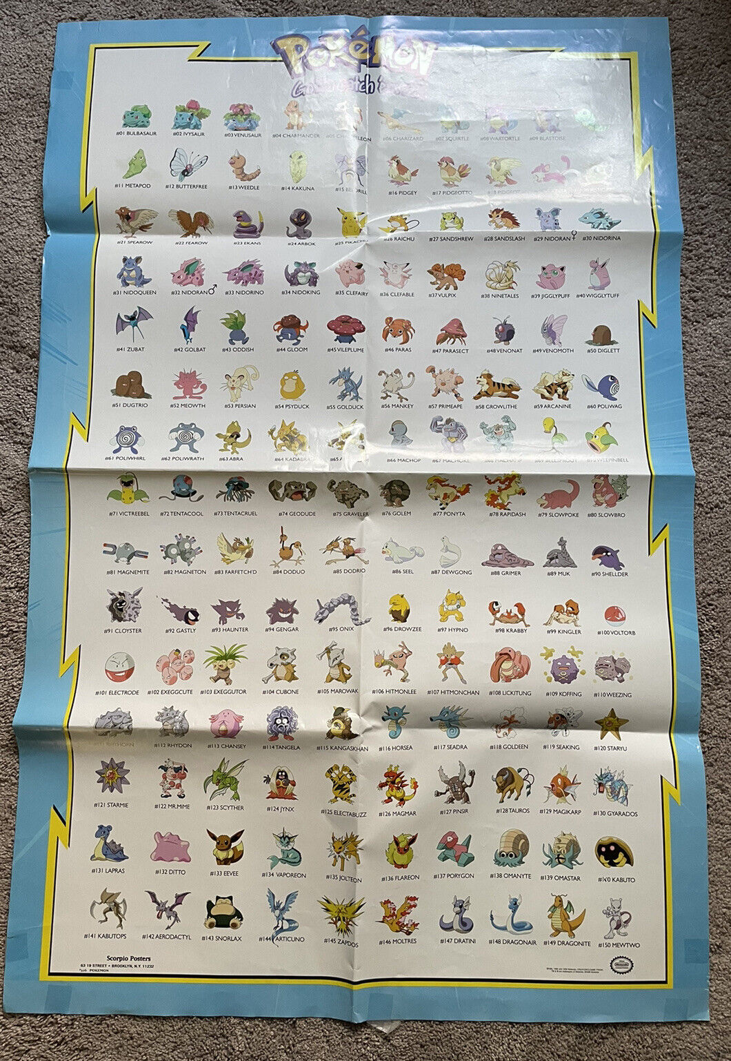 Vintage 90’s Scorpio Pokemon Gotta Catch \'Em All 16”x20” Poster 1998