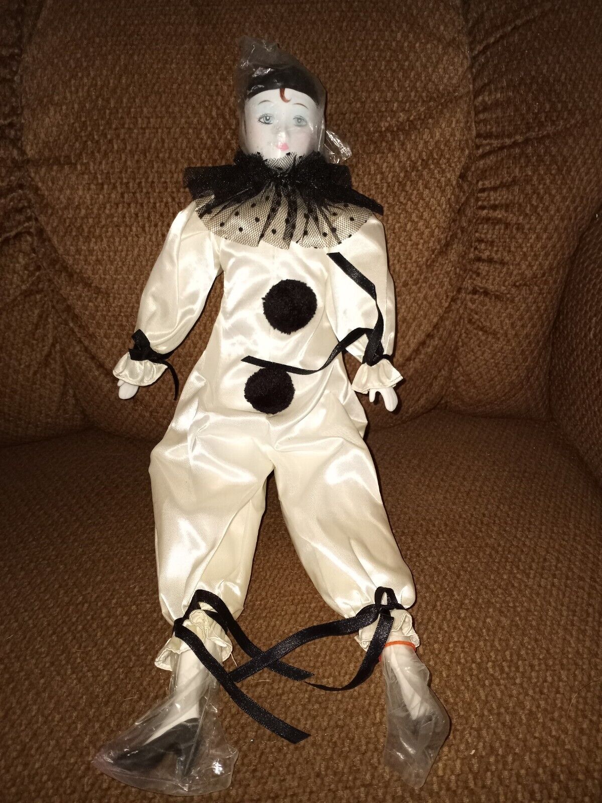Hand Painted PORCALAIN PIERROT Doll VINTAGE