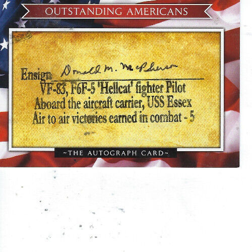 DONALD MCPHERSON SIGNED OUTSTANDING AMERICANS AUTOGRAPH CARD - WW2 NORMANDY ACE