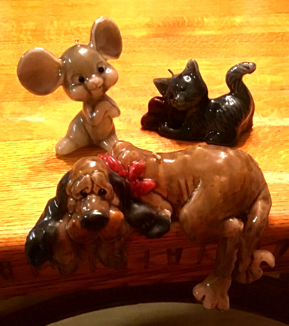 3 Handcrafted Candles By Village Candles in Gatlinburg TN Hound Dog, Cat, Mouse