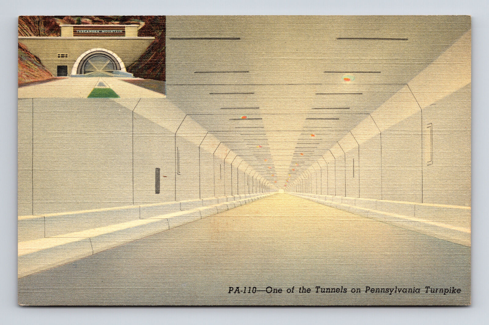 c1940 Postcard Allegheny PA Pennsylvania Turnpike Tunnell Tuscarora Mountain