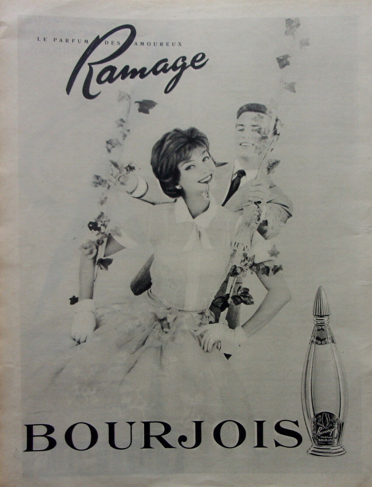perfume advertisement BOURJOIS RAMAGE ANNEE 1958 N°A3054