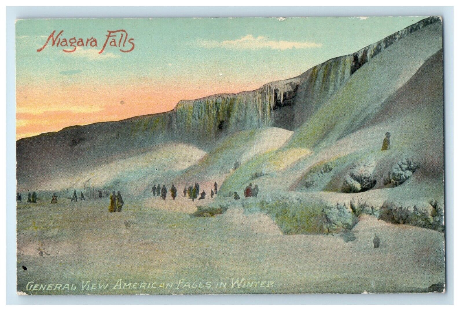 c1910\'s General View American Falls In Winter Niagara Falls NY Antique Postcard