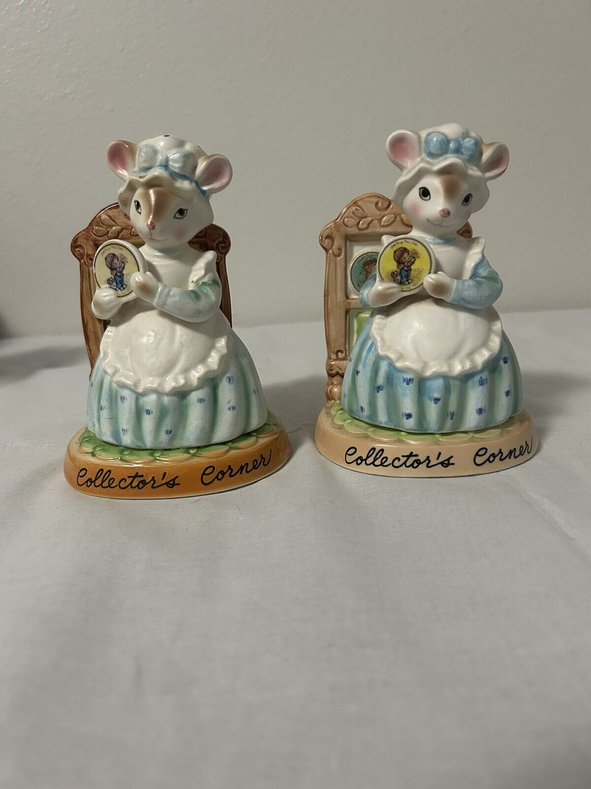 2 VINTAGE 1982 PORCELAIN MOUSE FROM AVON'S CHERISHED MOMENTS