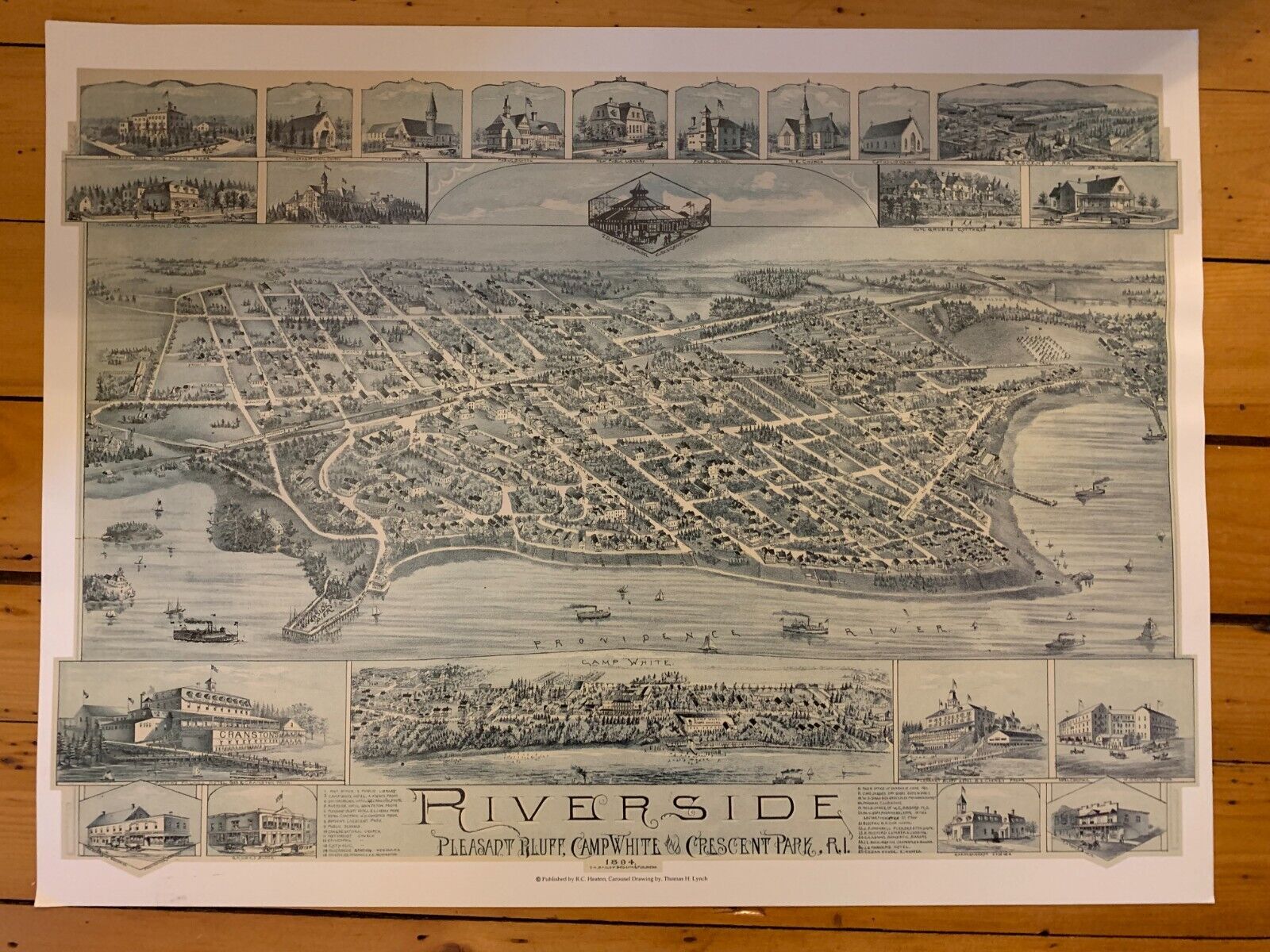 Riverside RI Rhode Island  Crescent Park Vintage Map 1894