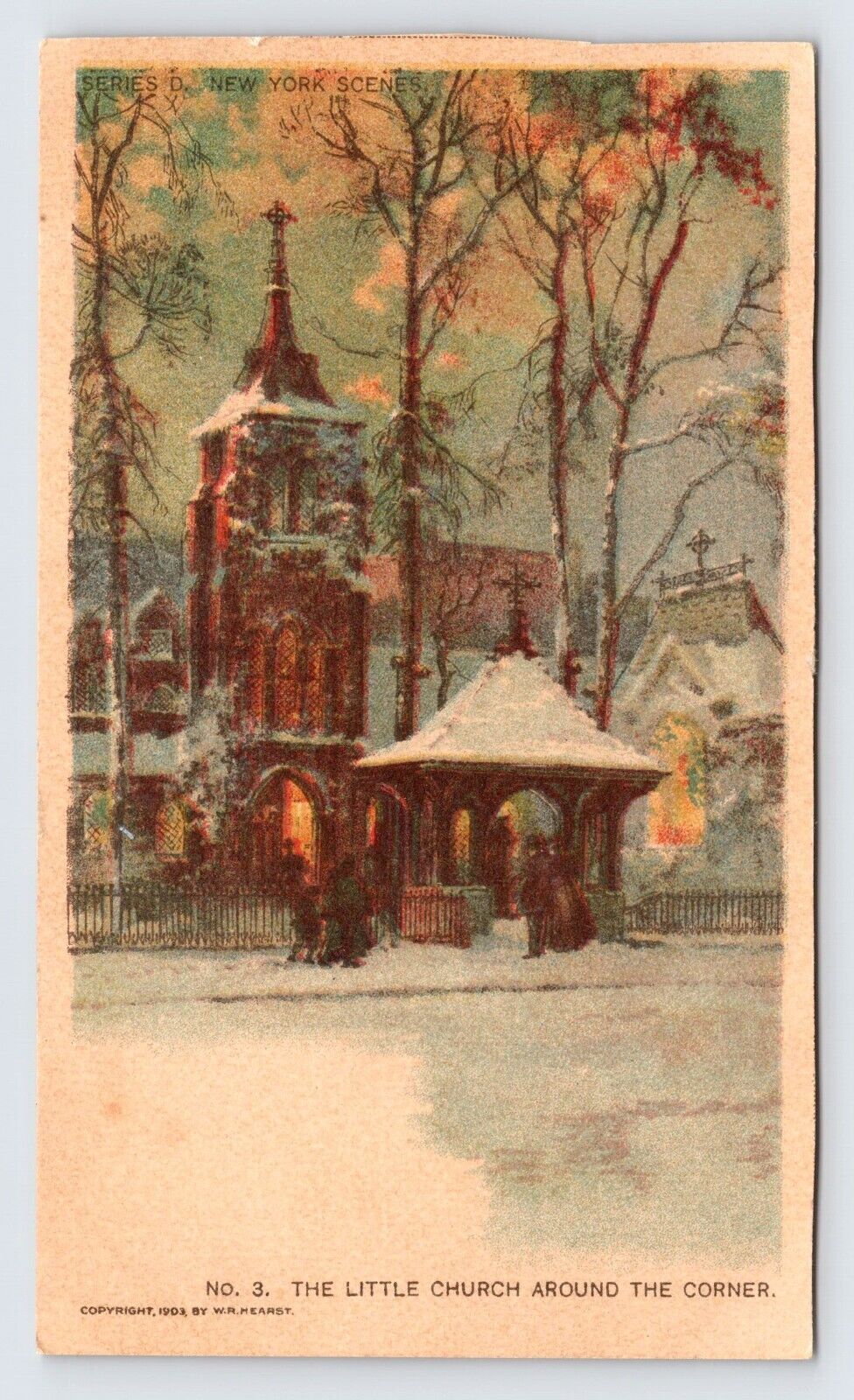 Little Church Around Corner New York Antique Early Postcard c1903 W.B. Hearst P4