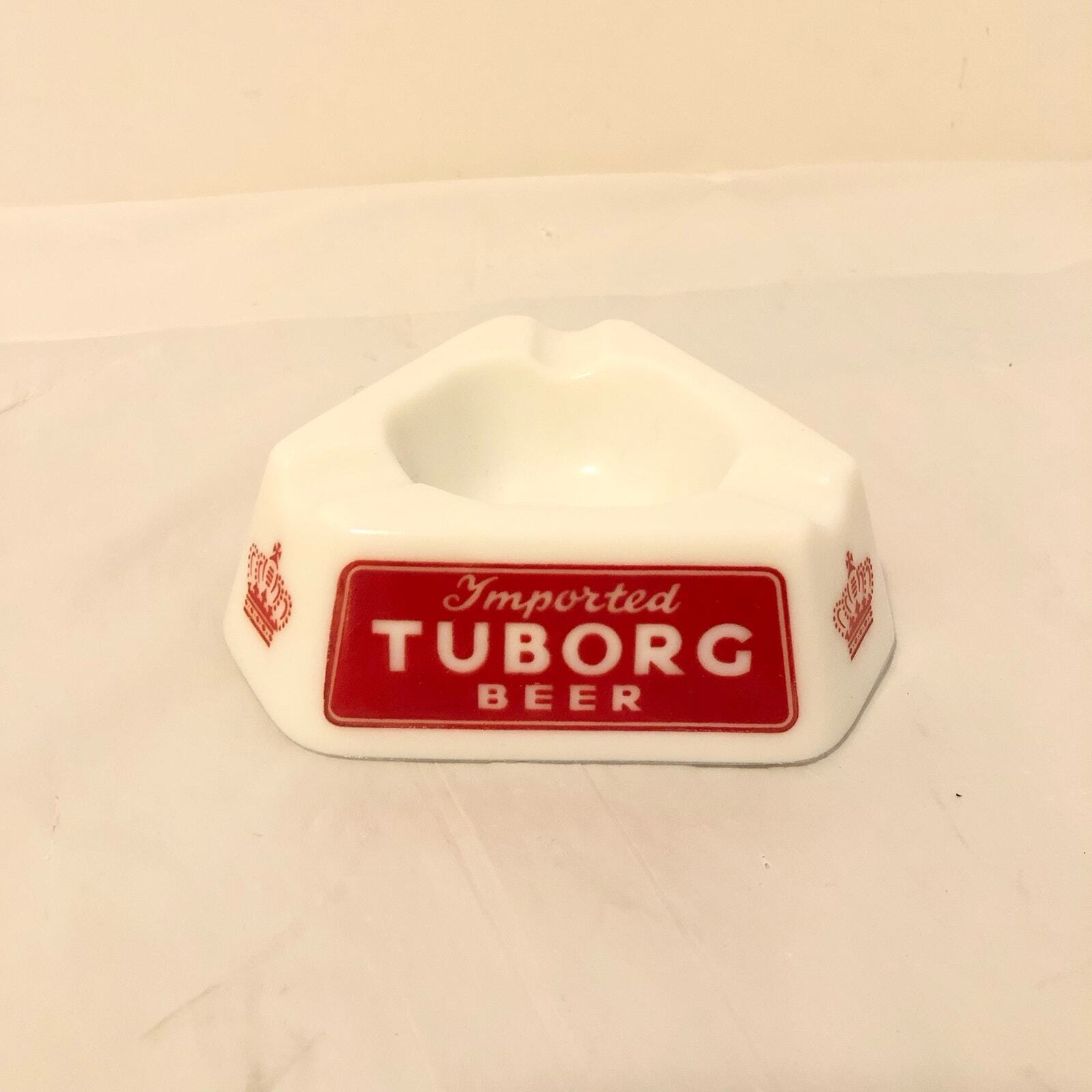 Tuborg Beer Ashtray White Opalex Made In France