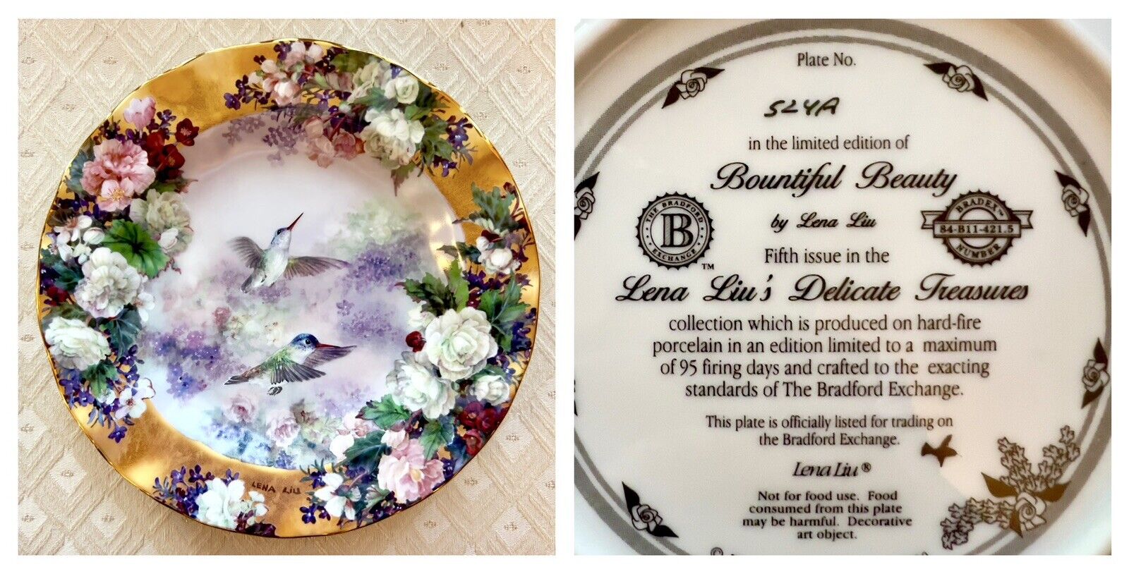 Lena Liu Vintage 2000 Delicate Treasures #5 Bountiful Beauty Hummingbird Plate