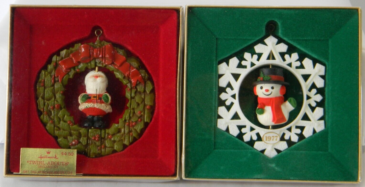 Vintage Lot of  2 Hallmark Tree Trimmer TWIRL-ABOUT Ornaments 1970s - EUC