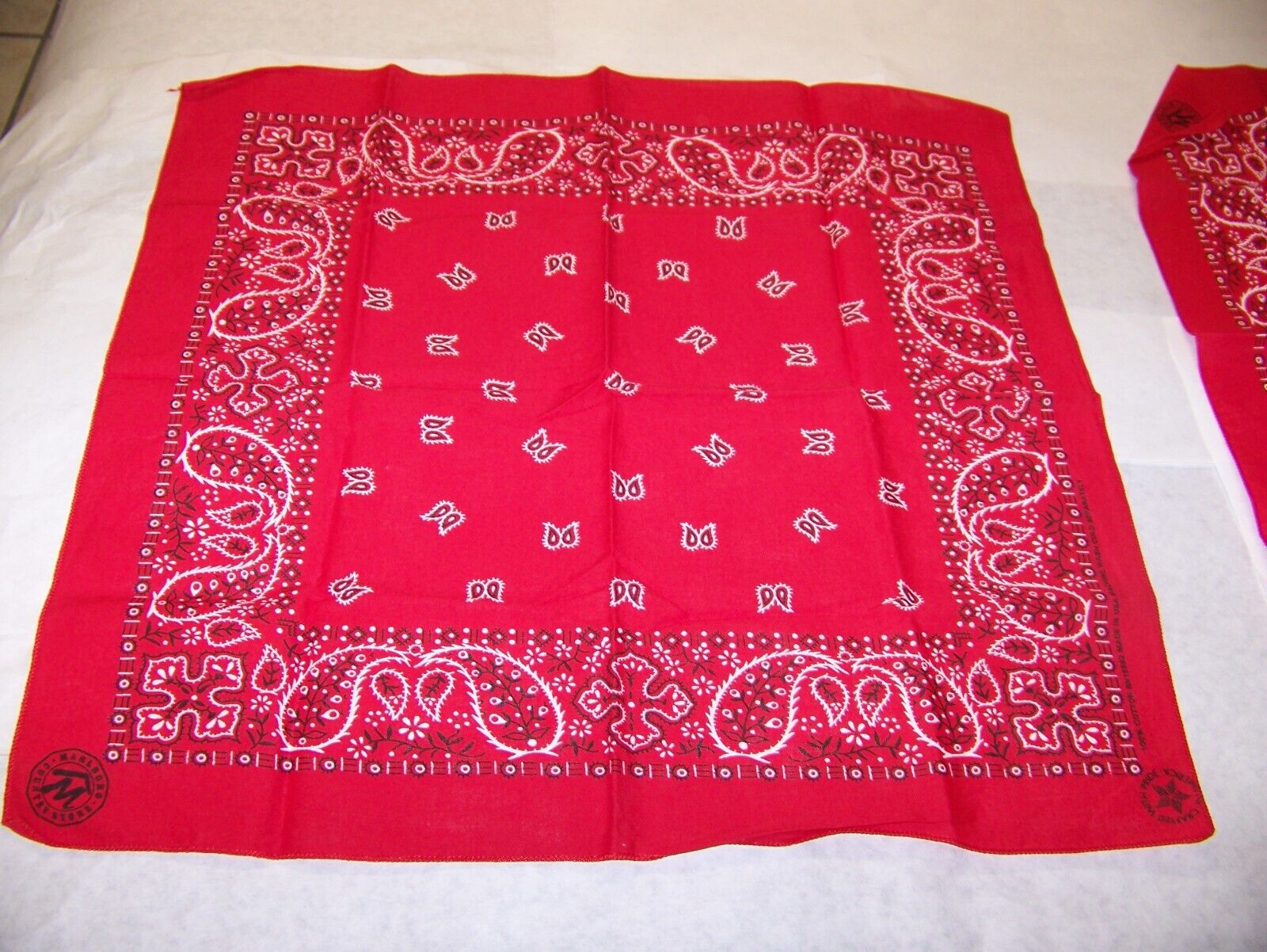 Vintage Marlboro Country Store Red Paisley Bandana / Handkerchief  