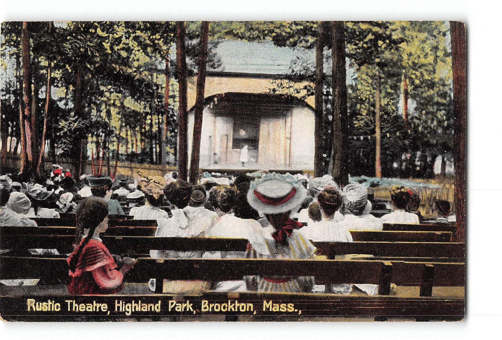 Brockton Massachusetts MA Postcard 1907-1915 Highland Park Rustic Theatre