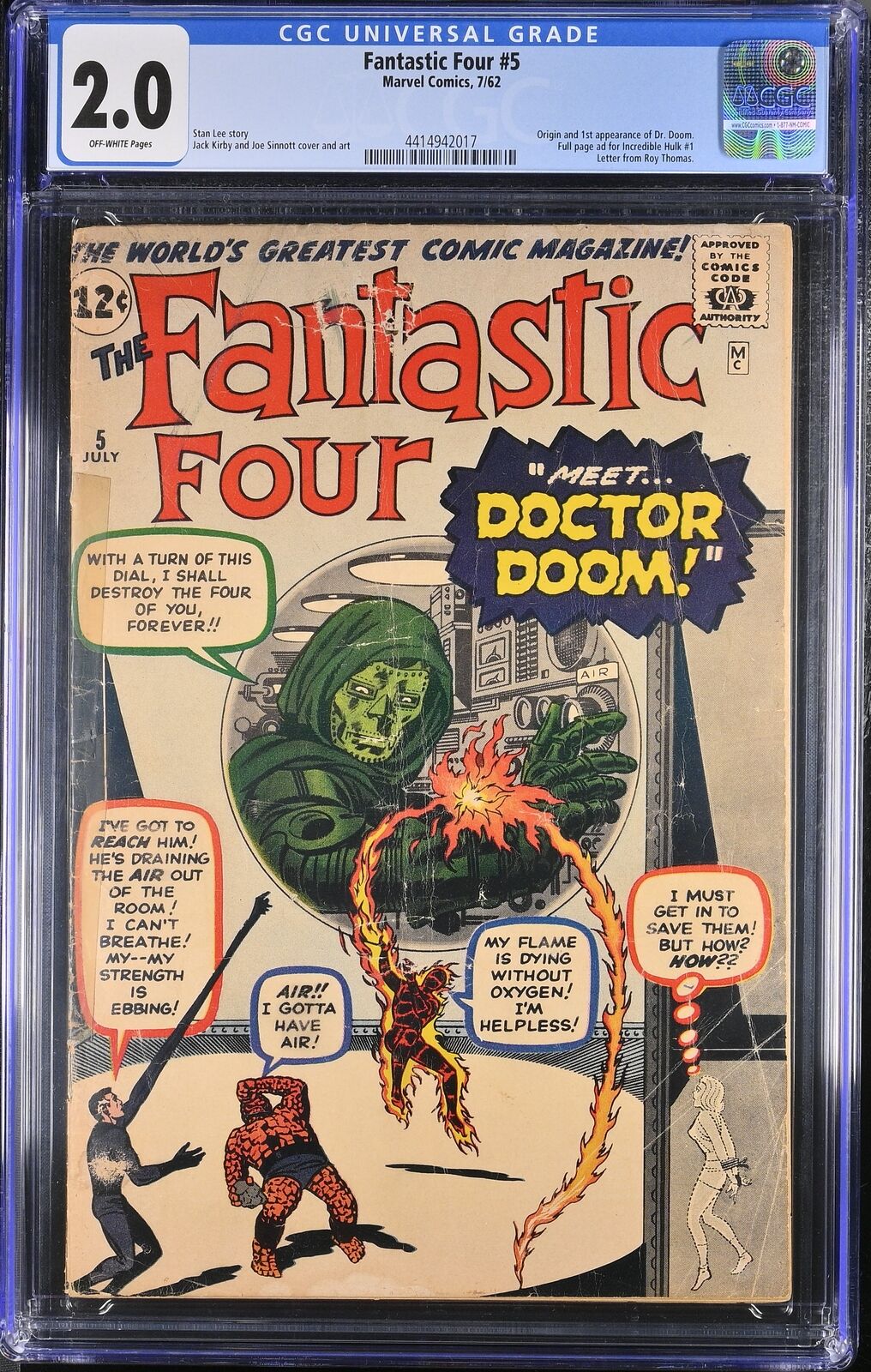 Fantastic Four #5 - Marvel Comics 1962 CGC 2.0 Origin and 1st appearance of Dr. 