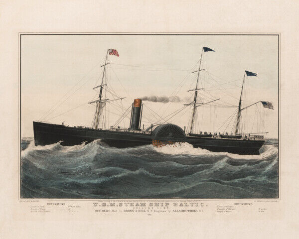 Print: U.S.M. Steam Ship Baltic. Collins Line Builders, Hull By Brown
