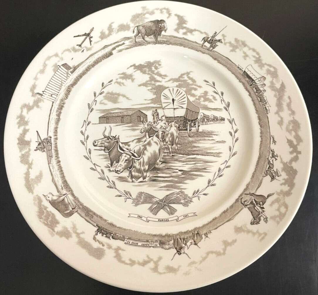 Wedgwood Collector\'s Plate Kansas commemorative 1861-1961 Coronado RARE 10.75\