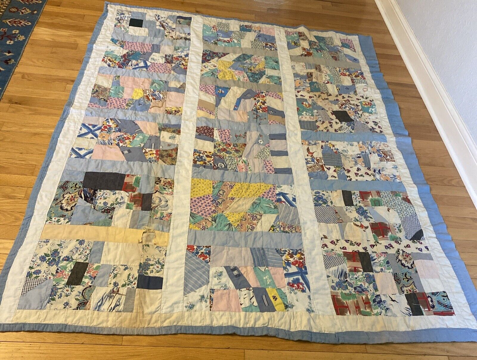 Vintage 1930s Quilt Feedsack 62 X 76 Various Shapes