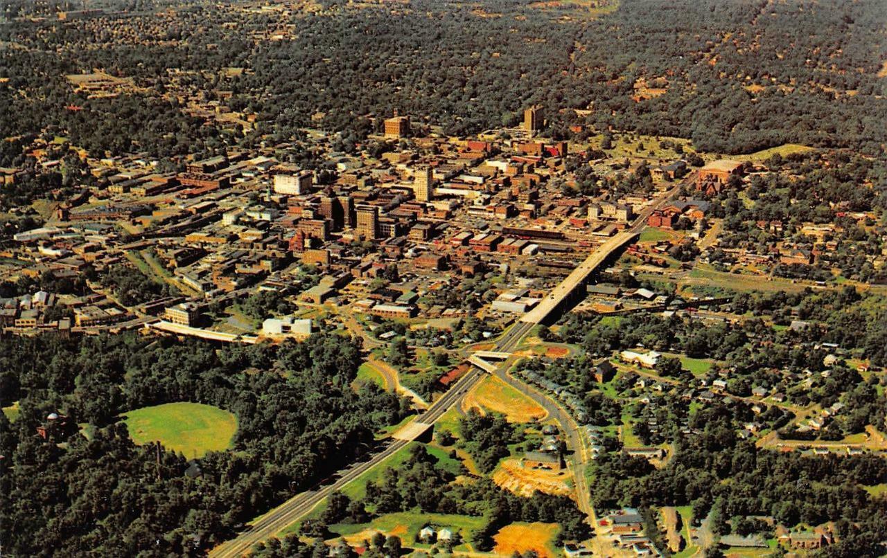 GREENVILLE, South Carolina SC   CITY~DOWNTOWN~PARK  Bird's Eye View  Postcard
