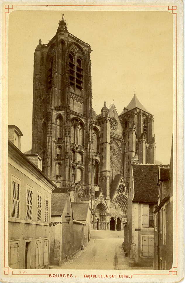 N.D., France, Bourges, facade of the Cathedral of Bourges vintage albumen print,