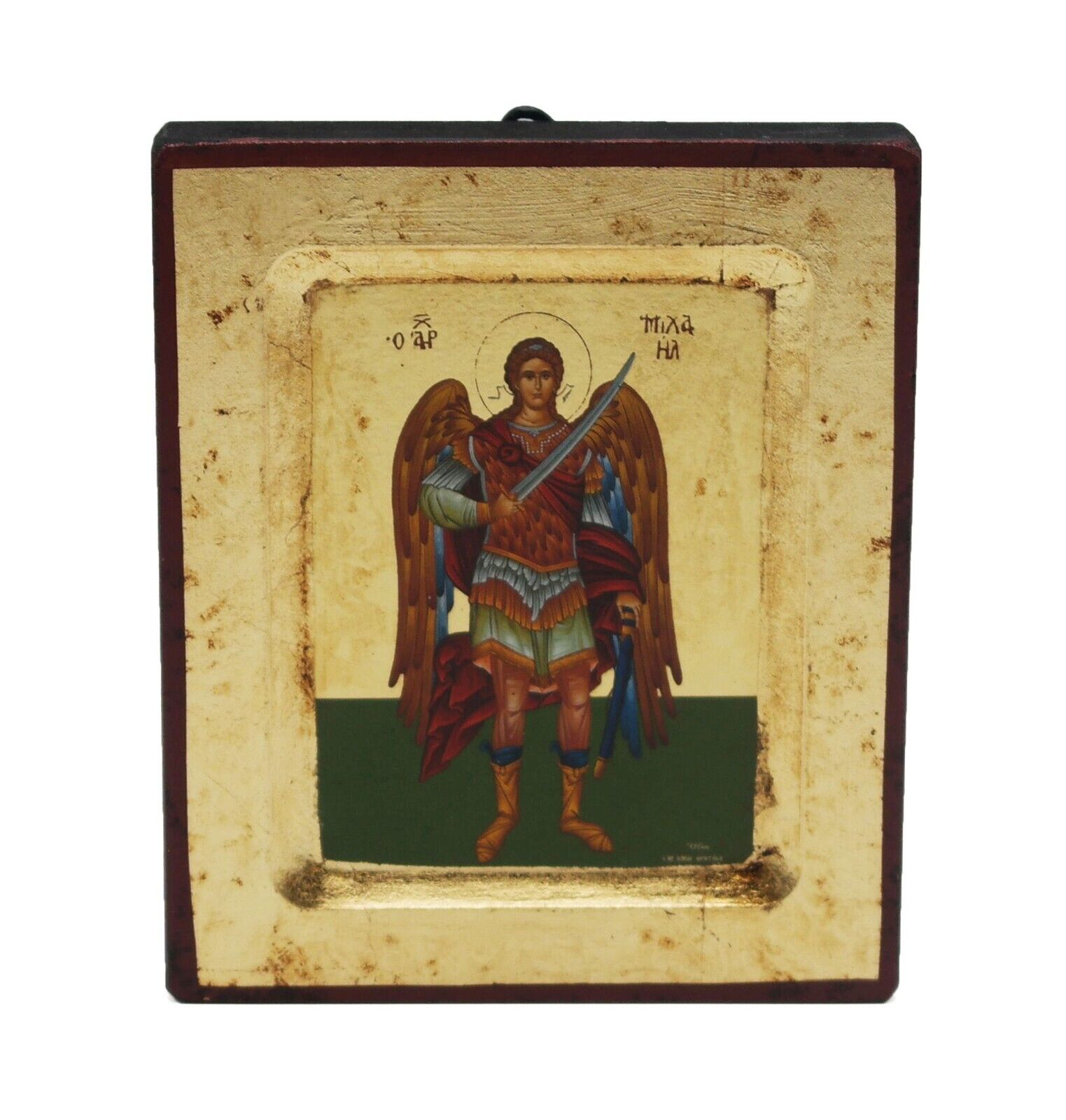 Greek Russian Orthodox Handmade Wood Icon Archangel Michael 12.5x10cm