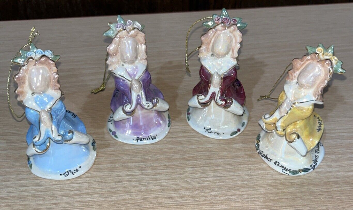 Set of 4 Blue Sky Clayworks, Angel Ornaments by Heather Goldminc