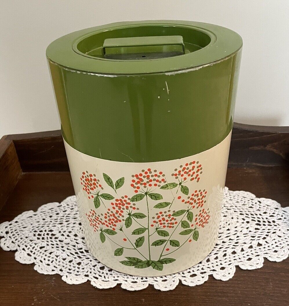 70s Vintage Tin or Cookie Jar/Canister Floral Design