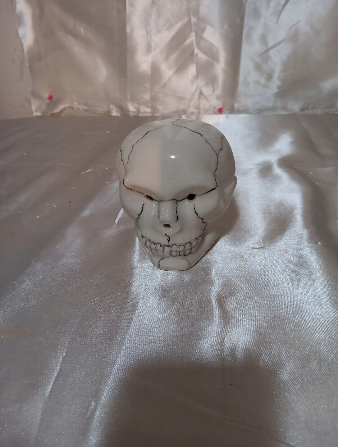 Large Bright White Howlite Porcelain Skull -Smooth Polished Carvingvwhite...