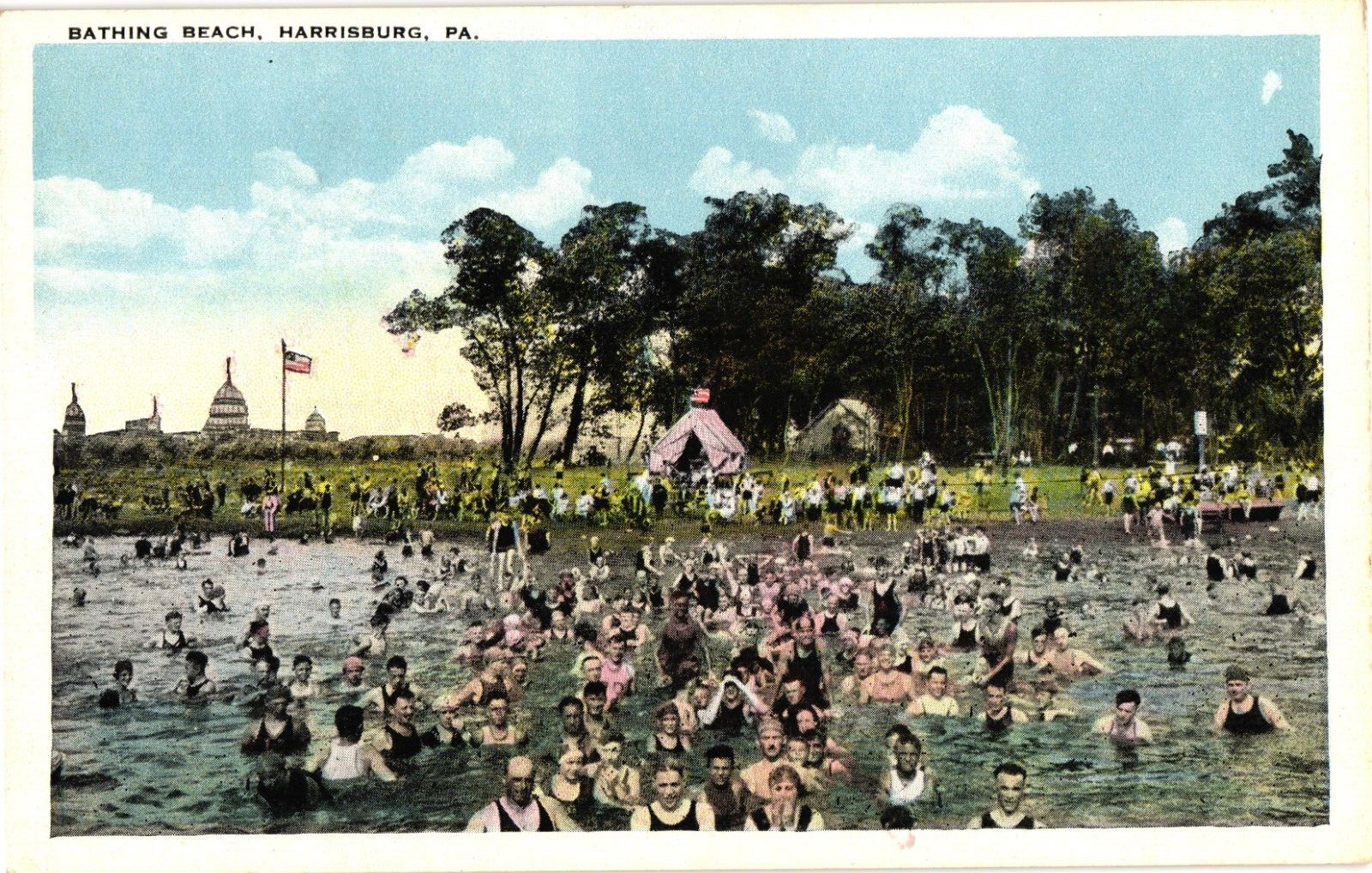 Bathing Beach Harrisburg Pennsylvania Divided Unposted Postcard c1915