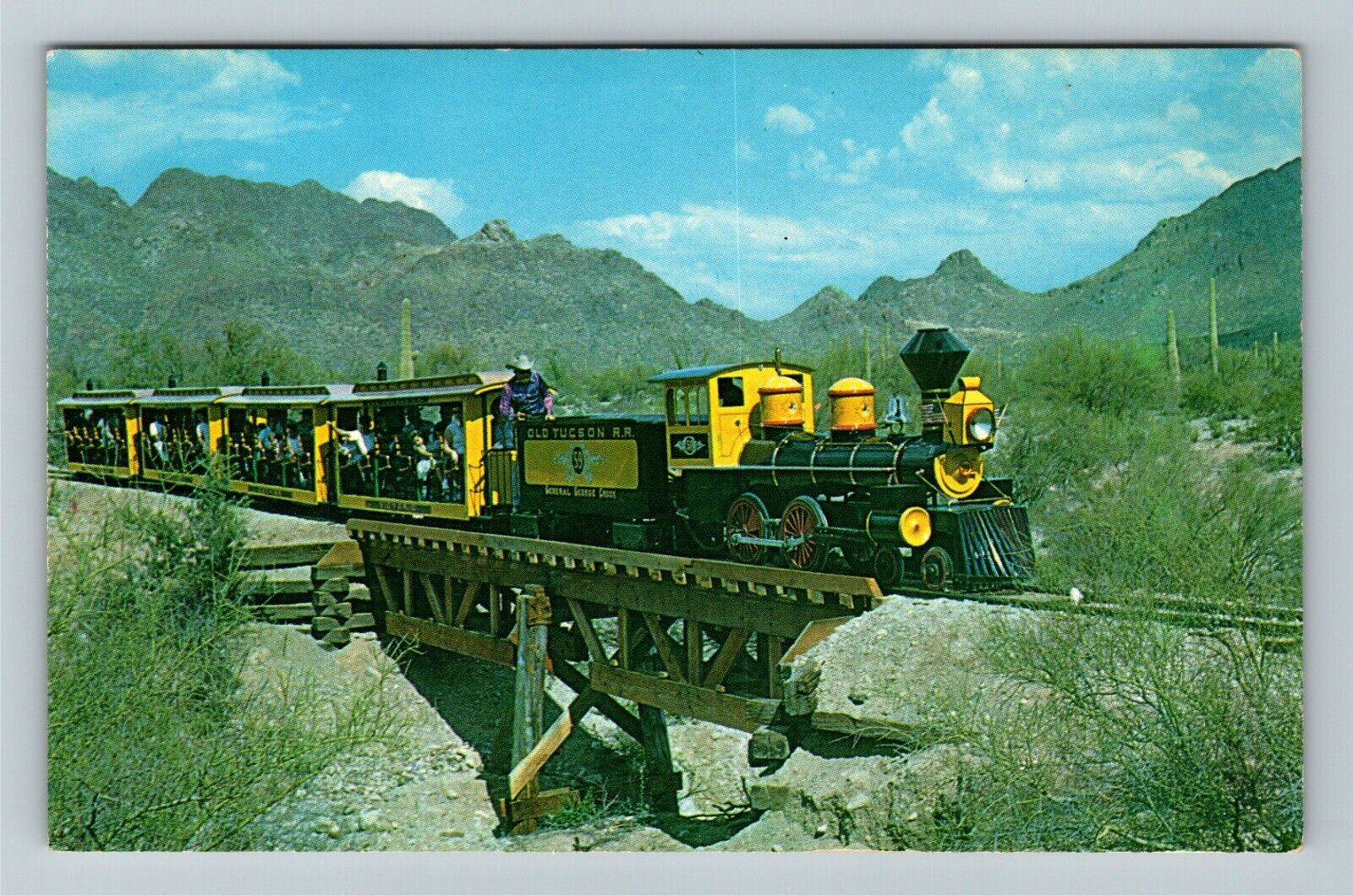 Old Tucson AZ-Arizona, Desert Woodburner Train Vintage Souvenir Postcard
