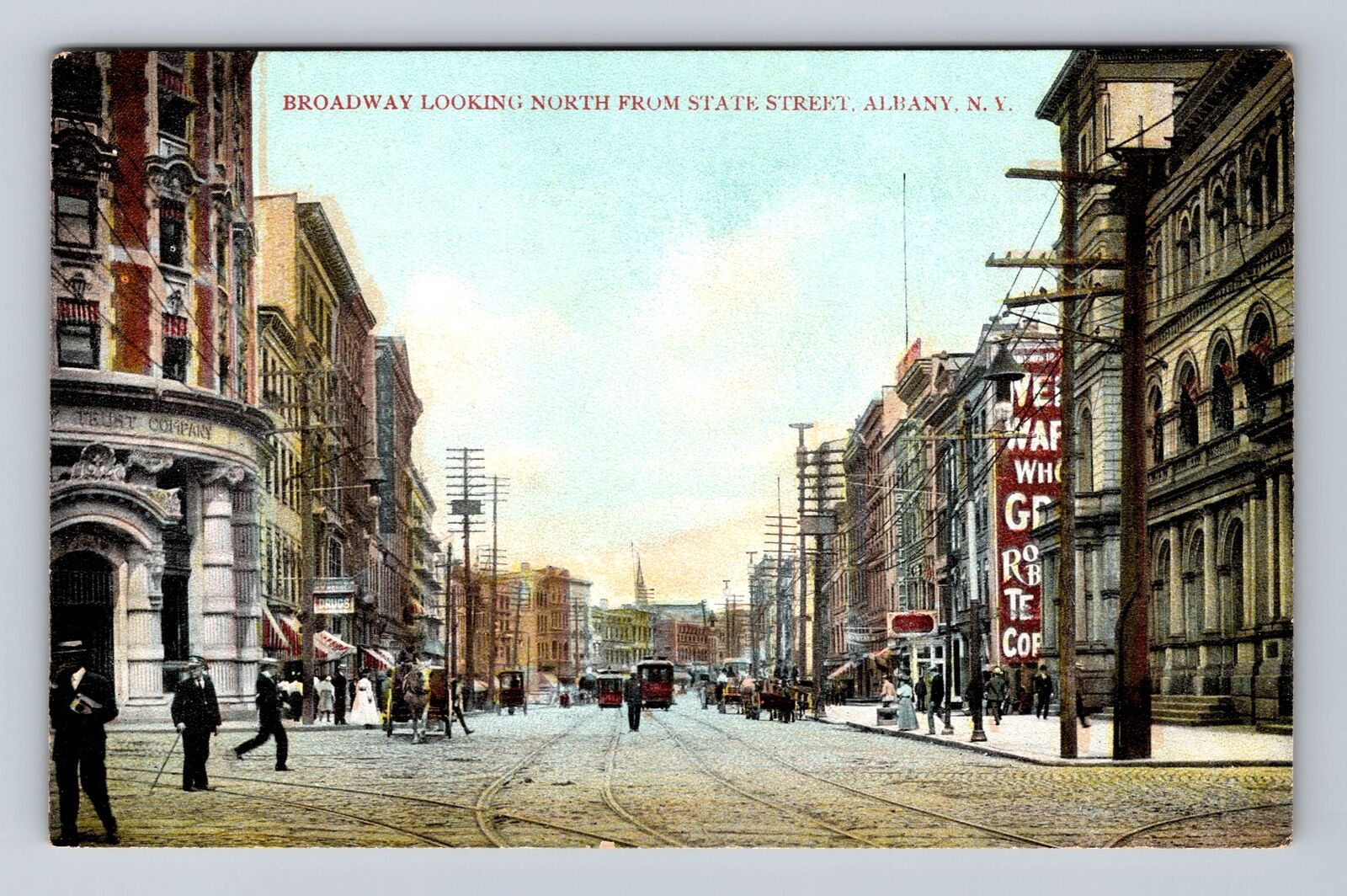Albany NY-New York, Broadway Looking North From State St, Vintage Postcard