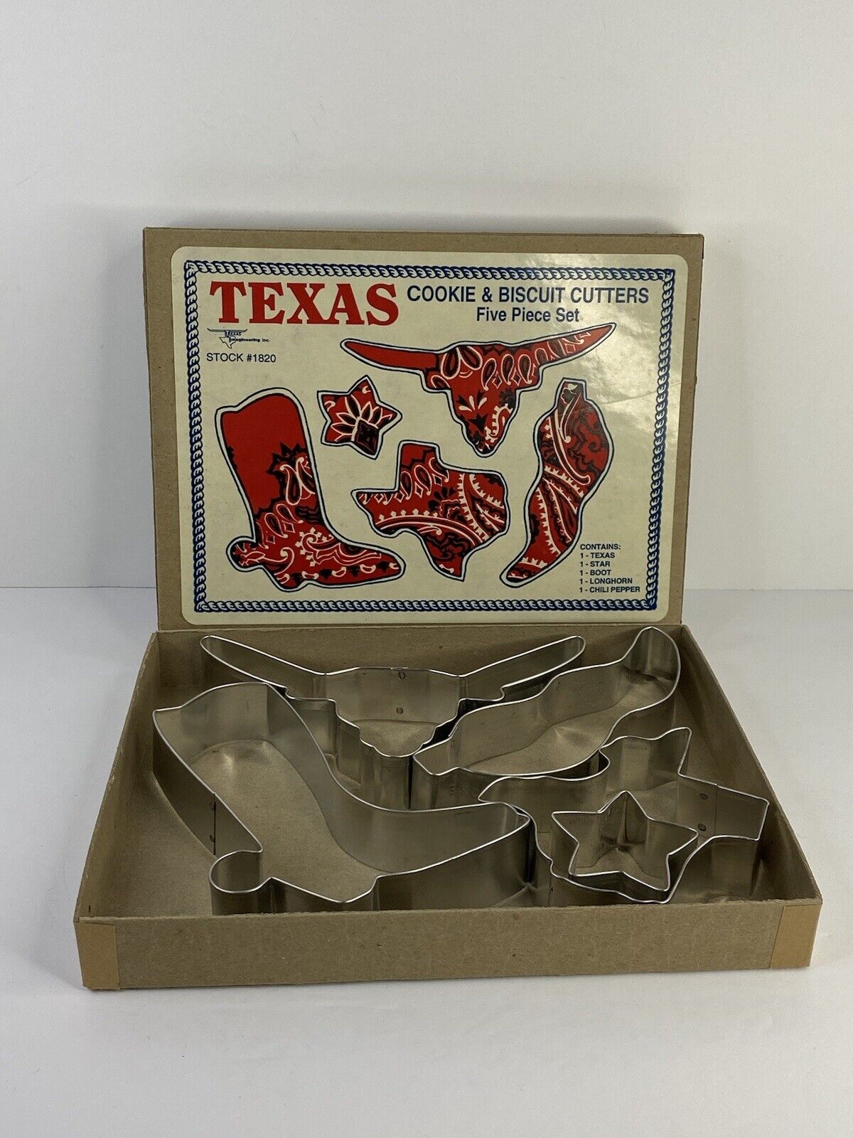 Vintage Texas Cookie And Biscuit Cutters - Five Piece Set By Texas Imagineering